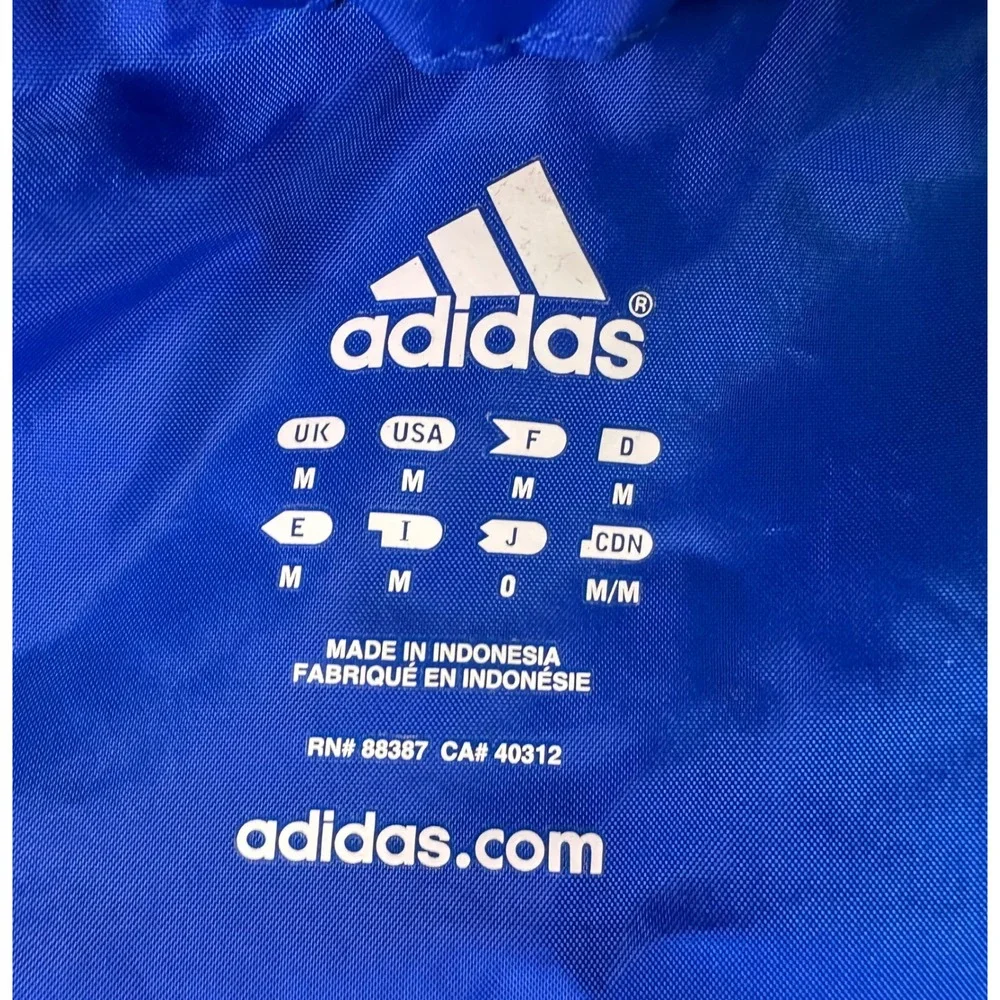 Adidas Mens M Running Jacket Blue Gray Hooded‎ Full Zip 3-Stripe Athletic